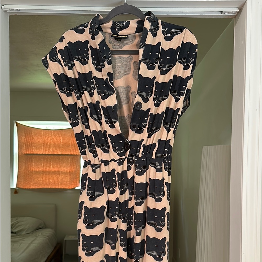 Black Cat Print Dress